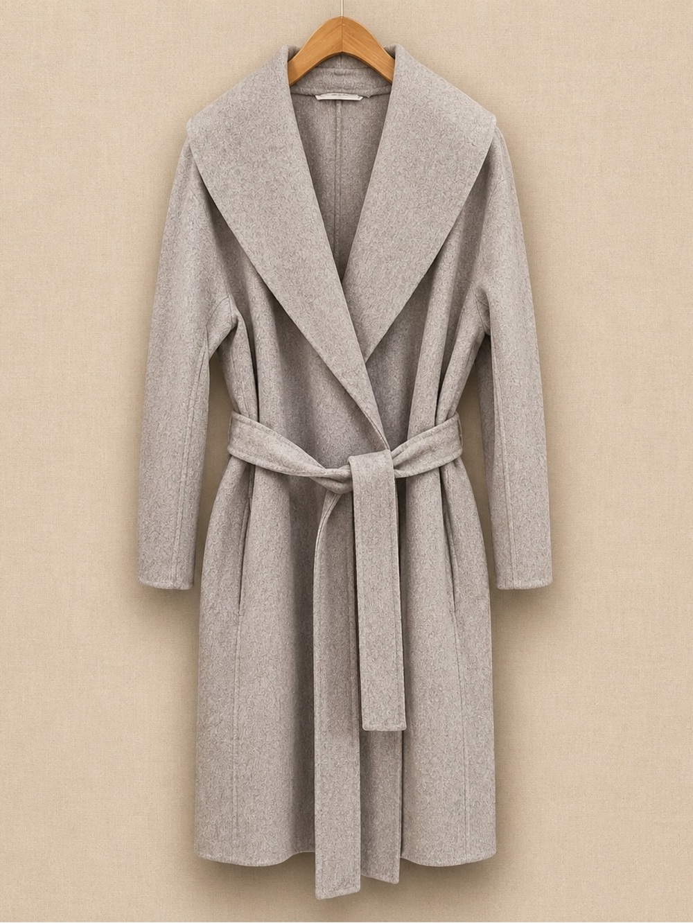 S MAX MARA Pure Virgin Wool Wrap Coat Belted Italy Gray EU40
